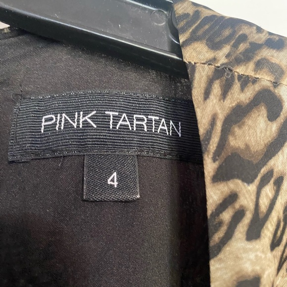 Pink Tartan Leopard Print Ruched Waist Organza Dress 4 - Picture 6 of 6